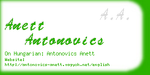 anett antonovics business card